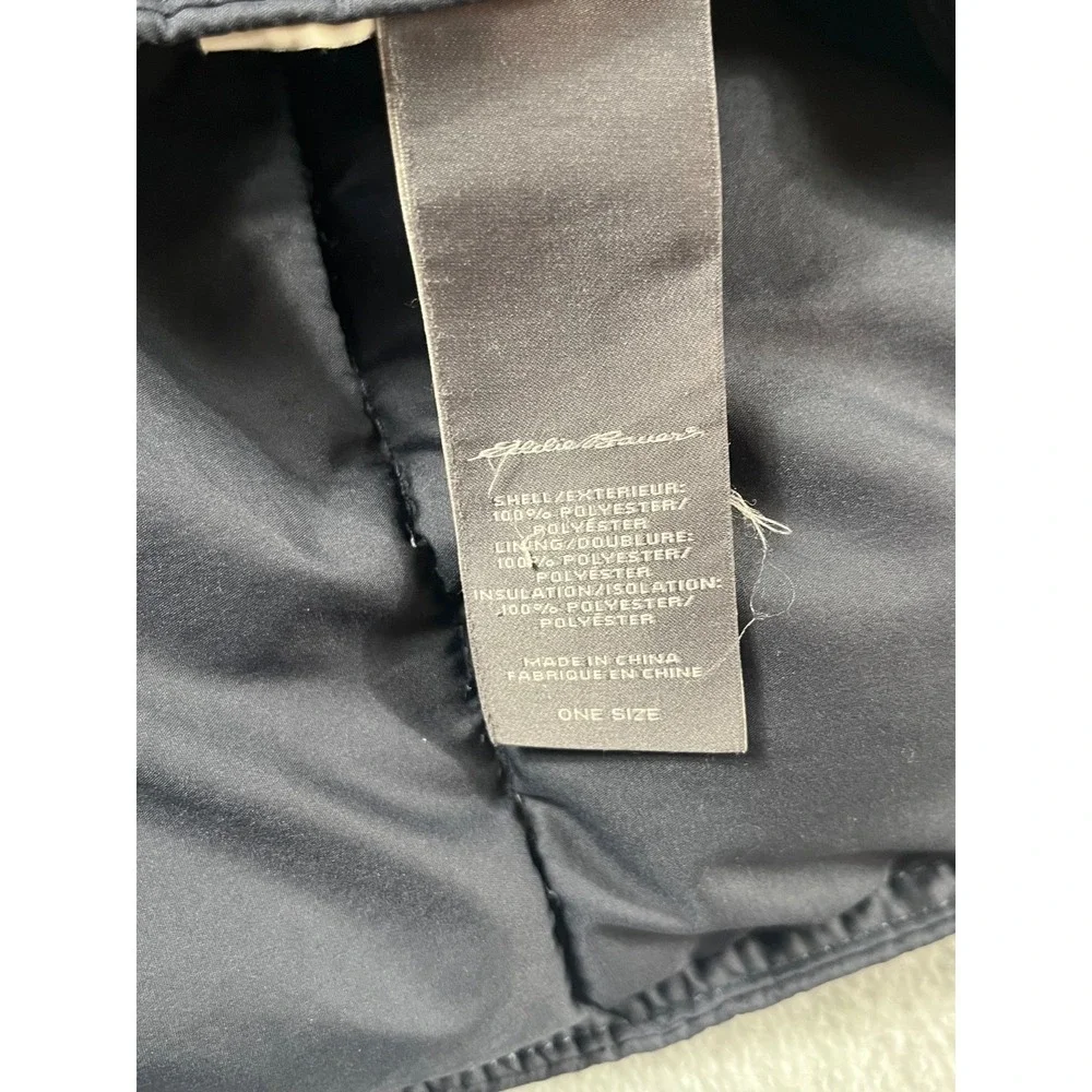Eddie Bauer Fleece Lined Puffer Blanket Outdoor Camping Throw Black Taupe 50x60